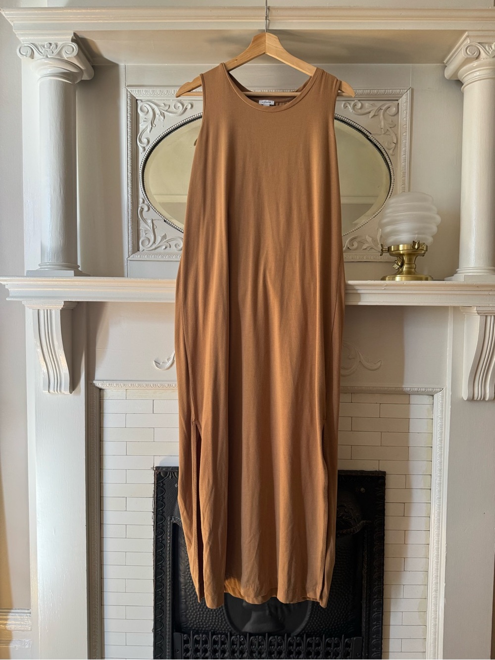 Cuyana Sleeveless Camel Maxi Dress - Casual Tank Style